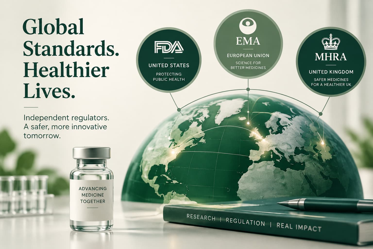 Figure 2: FDA, EMA, and MHRA work through different regulatory systems while maintaining shared standards for medicine safety and quality.